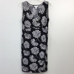 Motherhood Maternity V-Neck Sleeveless Black Floral A-Line Dress Size M
